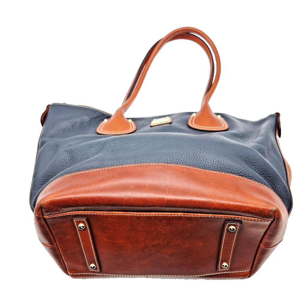 Dooney & Bourke Tote Bag Pebble Grain Leather Navy /Brown Red Lining #J12252621 - Picture 9 of 16